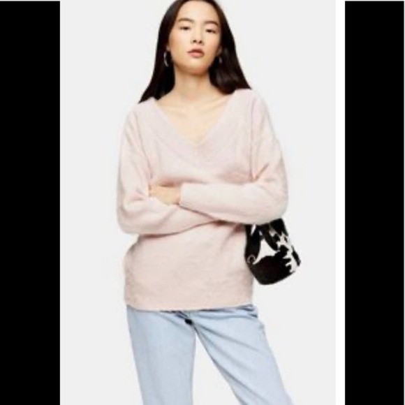 NWT TOPSHOP Double Vee brushed knit sweater SZ M - Picture 1 of 7